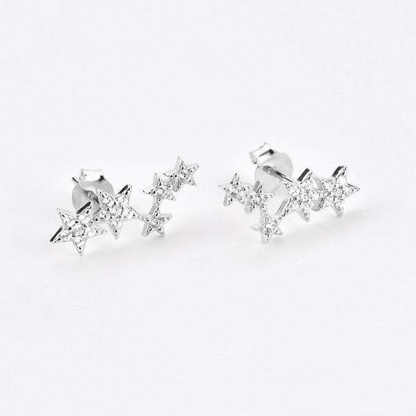 Silver crystal star cluster earrings details