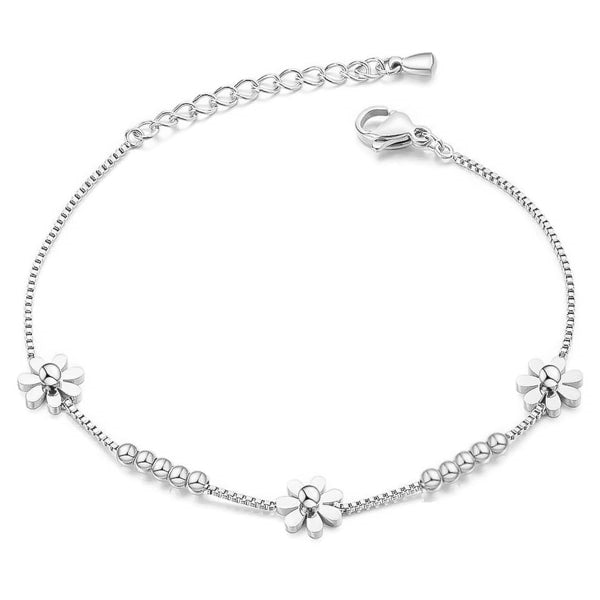 Silver daisy flower bracelet