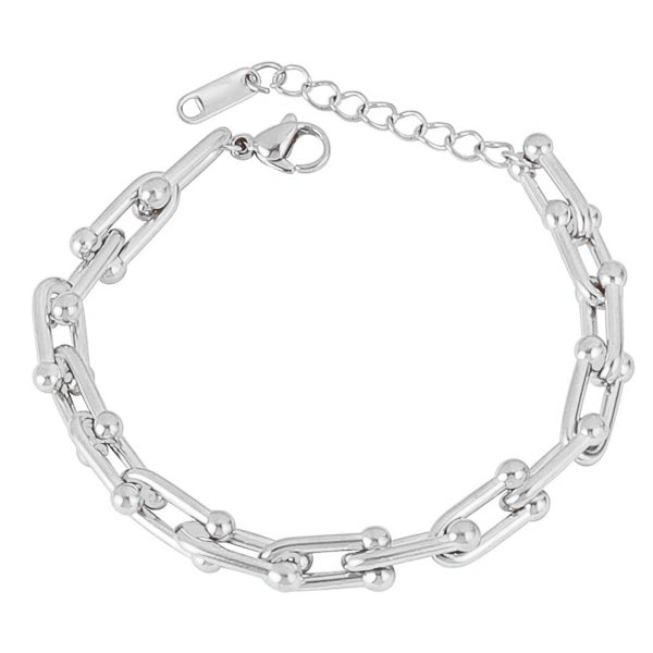 Silver designer link chain bracelet