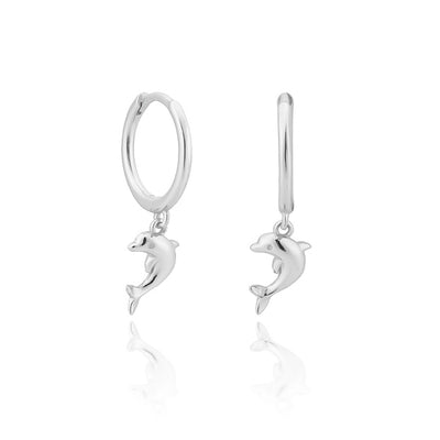 Silver Dolphin Mini Hoop Earrings
