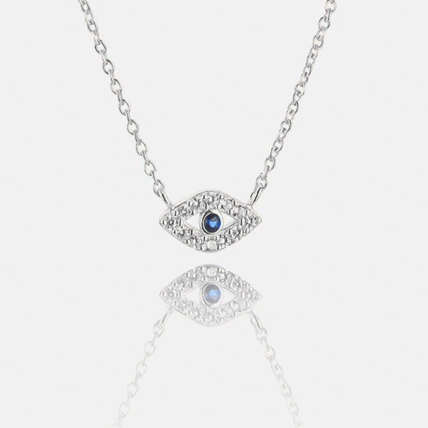 Silver eye necklace details