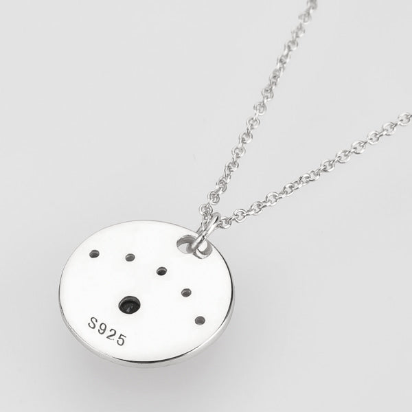 Silver eye of luck coin necklace backside display