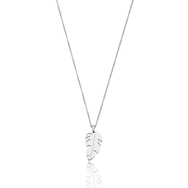 Silver feather pendant necklace