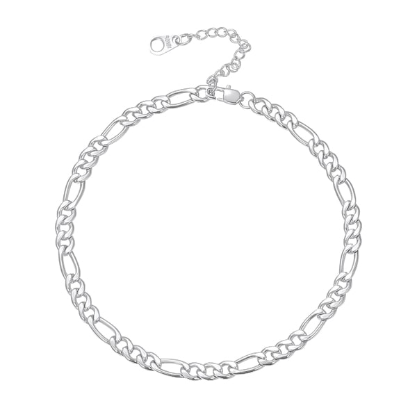 Silver 5mm figaro chain anklet