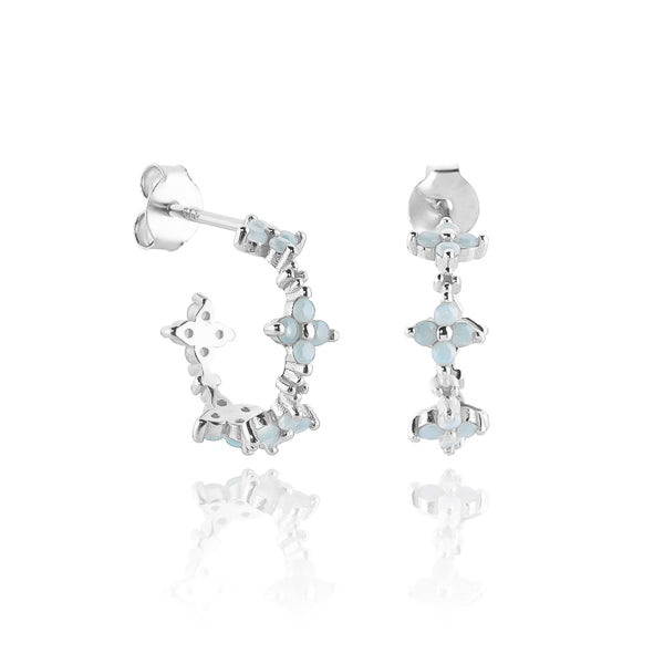 Silver floral hoop earrings