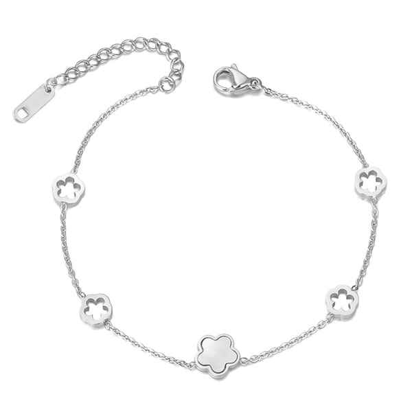 Silver flower chain bracelet