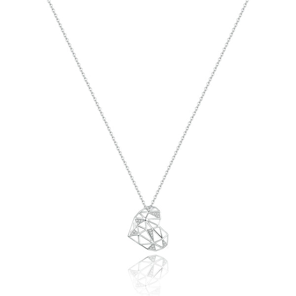 Silver geometric heart pendant necklace