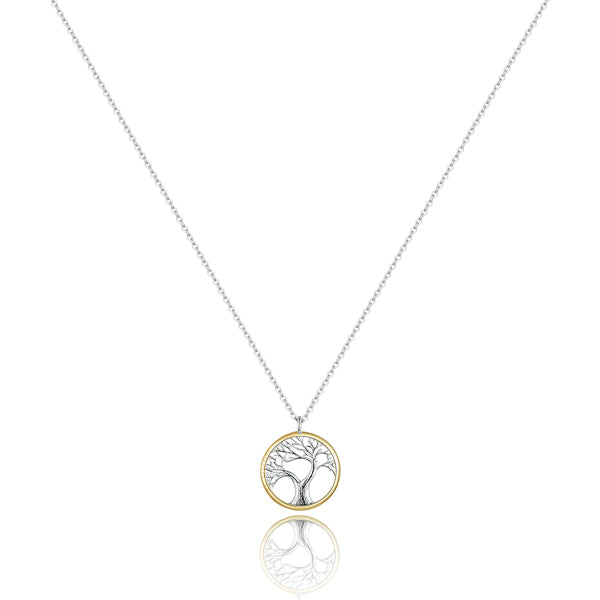 Silver and gold tree of life pendant necklace