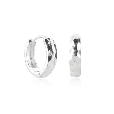 Silver Hammered Mini Hoop Earrings