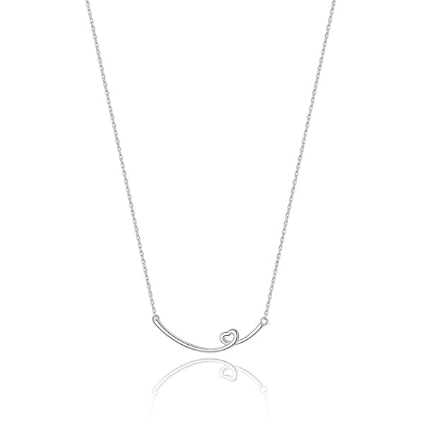 Silver heart bar necklace
