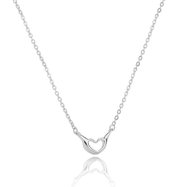 Silver heart hand sign necklace