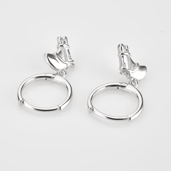 Silver horse hoop earrings details