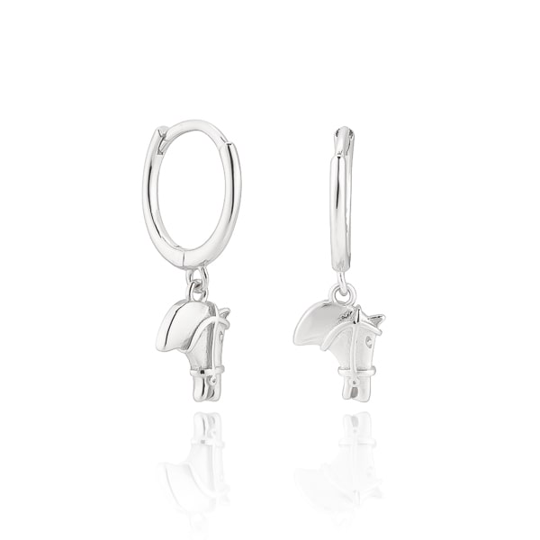 Silver horse hoop earrings