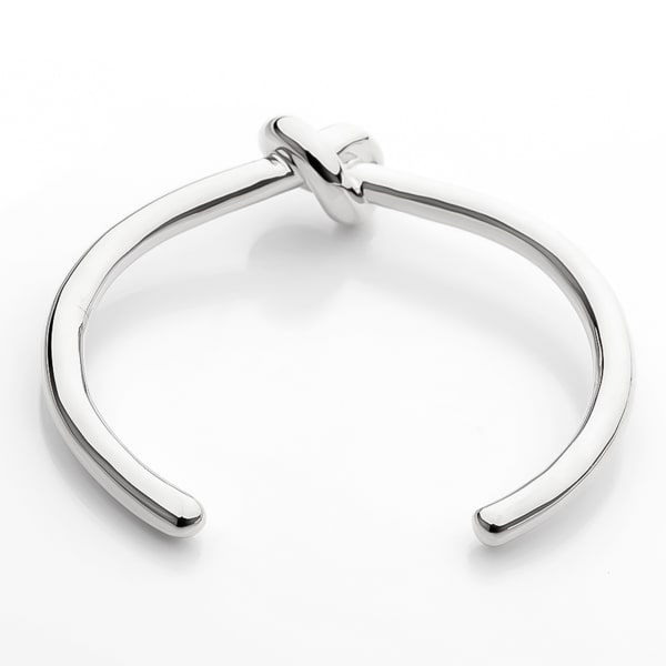 Silver knot cuff bracelet backside view