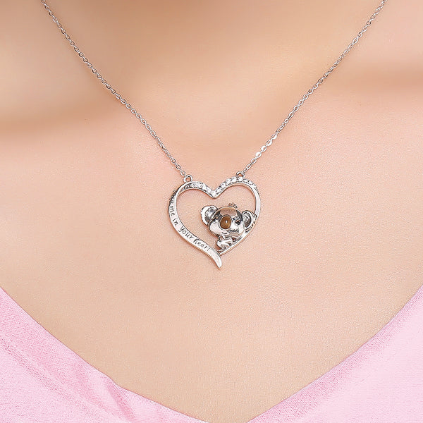 Collana Koala personalizzata, ciondolo a cuore in argento 925 Collana Koala personalizzata, ciondolo a cuore in argento 925