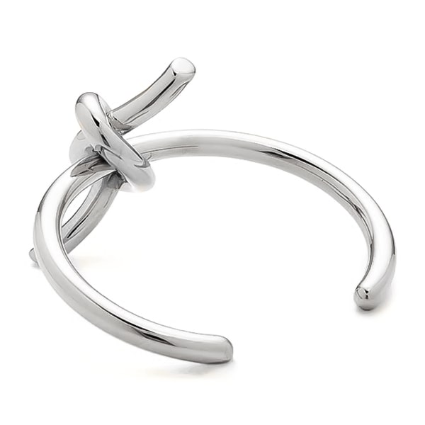 Silver lace knot cuff bracelet viewed from its side