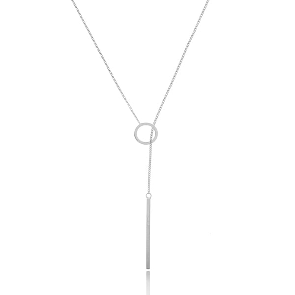 Silver lariat drop chain Y necklace