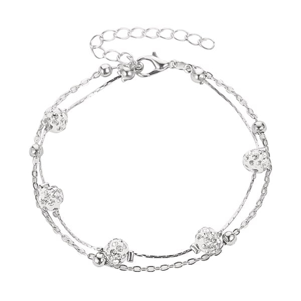 Silver layered crystal anklet