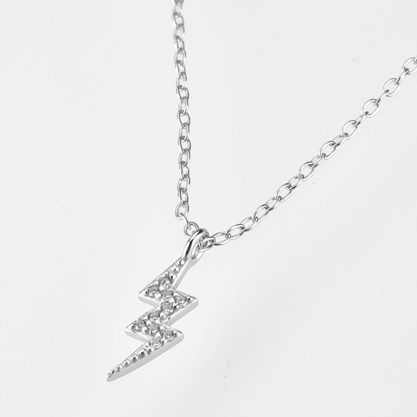 Silver lightning bolt necklace details