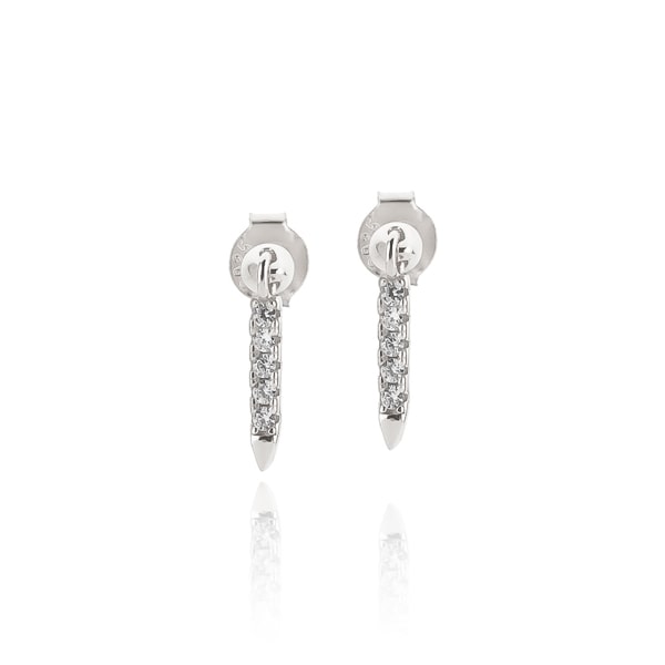 Silver mini crystal drop bar earrings