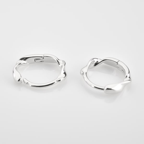 Silver mini double twist hoop earrings detail