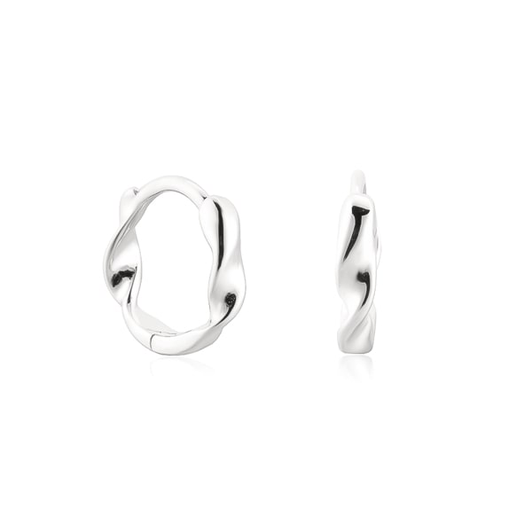 Silver mini double twist hoop earrings