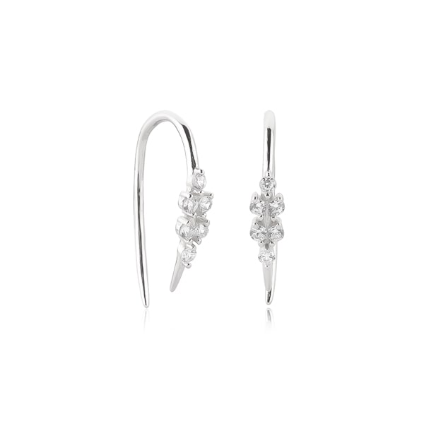 Silver mini huggie threader earrings