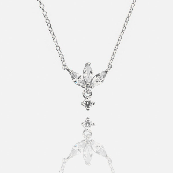 Silver mini lotus necklace details