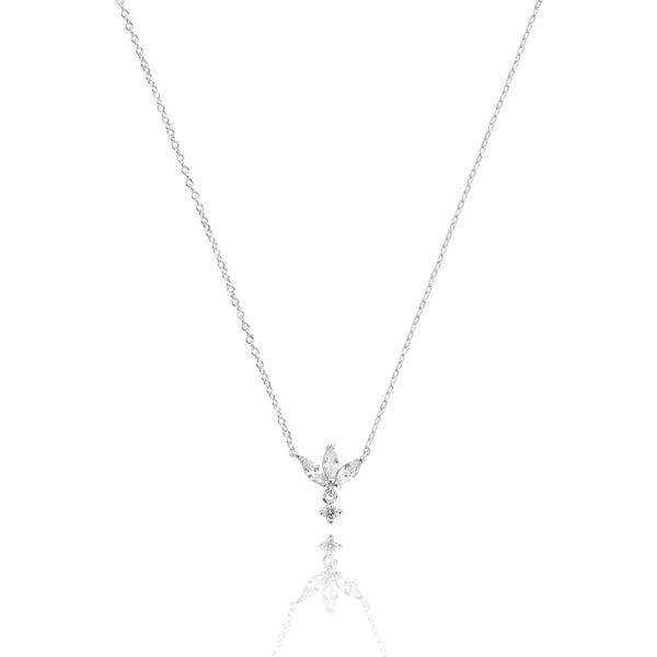 Silver mini lotus necklace