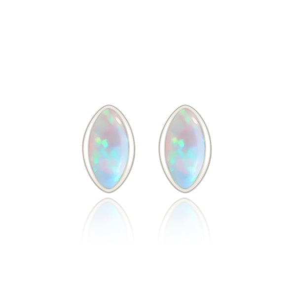 Silver mini marquise opal stud earrings