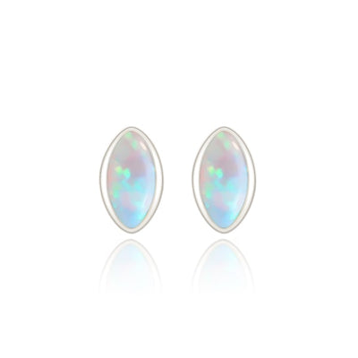 Silver Mini Marquise Opal Stud Earrings
