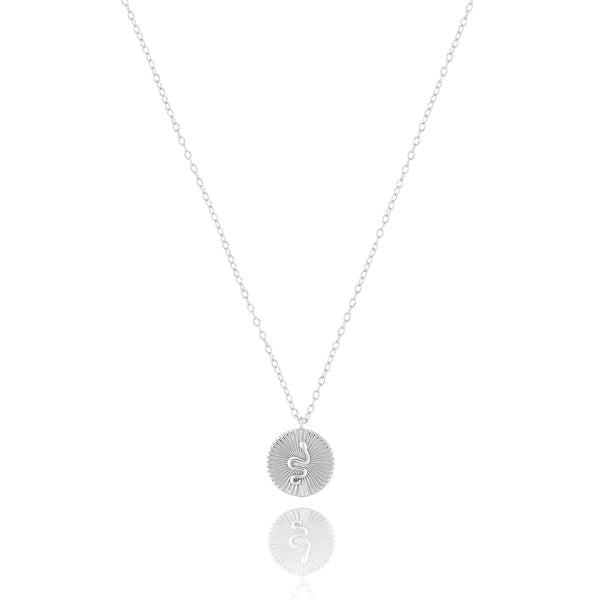 Silver mini snake coin necklace