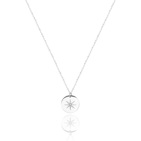 Silver north star necklace