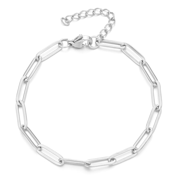 Silver oval link chain bracelet