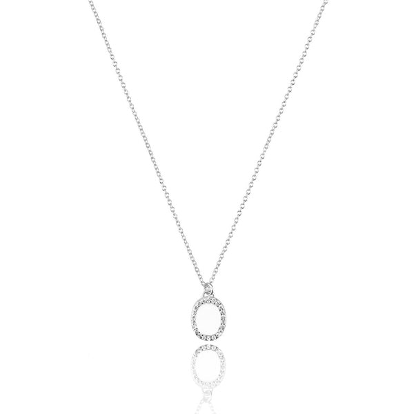 Silver oval pendant necklace
