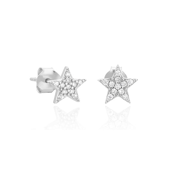 Silver pavé crystal star stud earrings