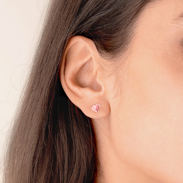 Pink Enamel Hoop Earrings in 14K Gold | Zales