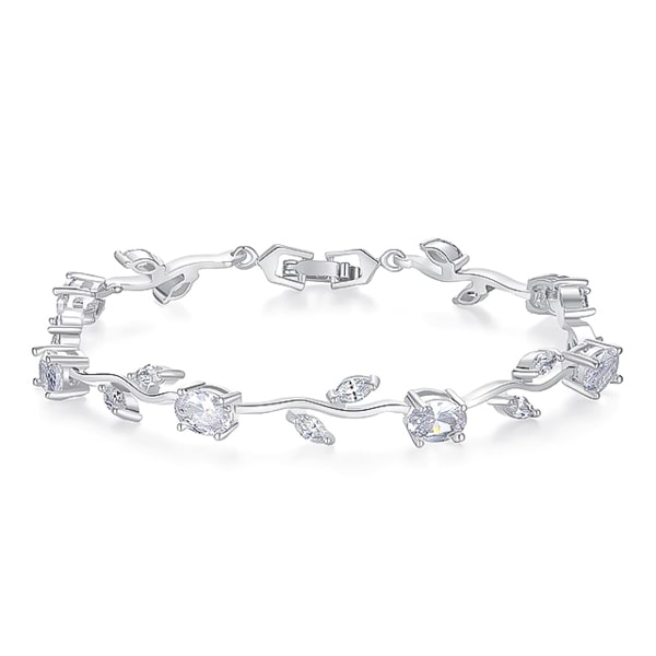Silver rose crystal bracelet