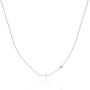 シルバーサイドウェイクロスネックレス | Classy Women Collection