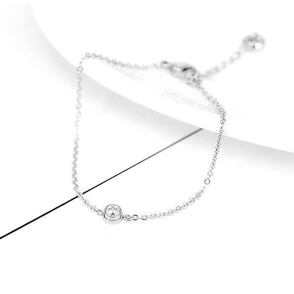 Silver simple crystal ankle bracelet details