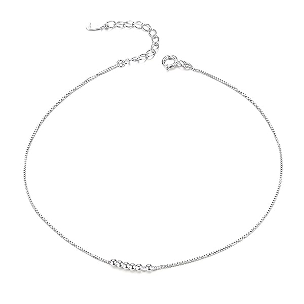 Silver small bead anklet