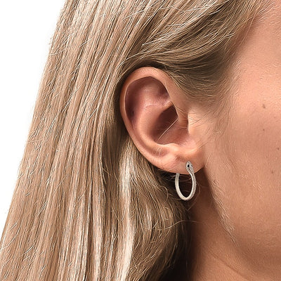 Silver snake hoop earrings