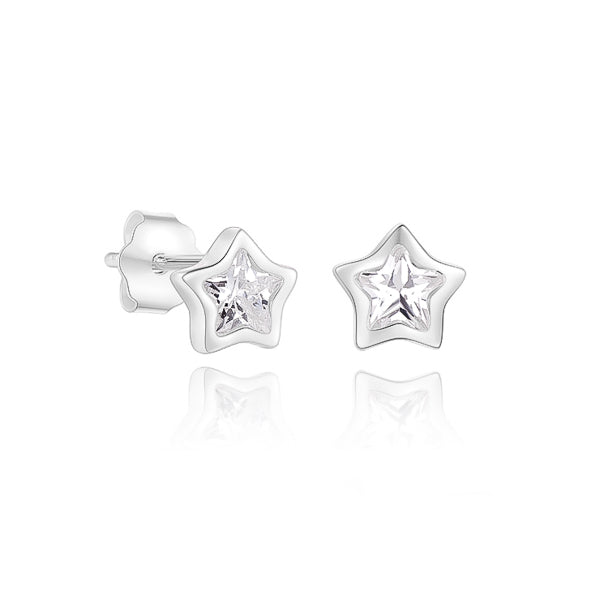 Silver sparkling mini star stud earrings