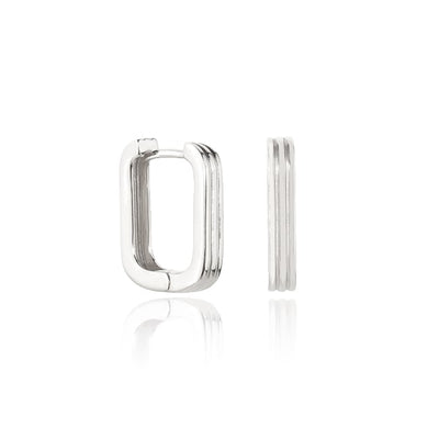Silver Square Hoop Earrings
