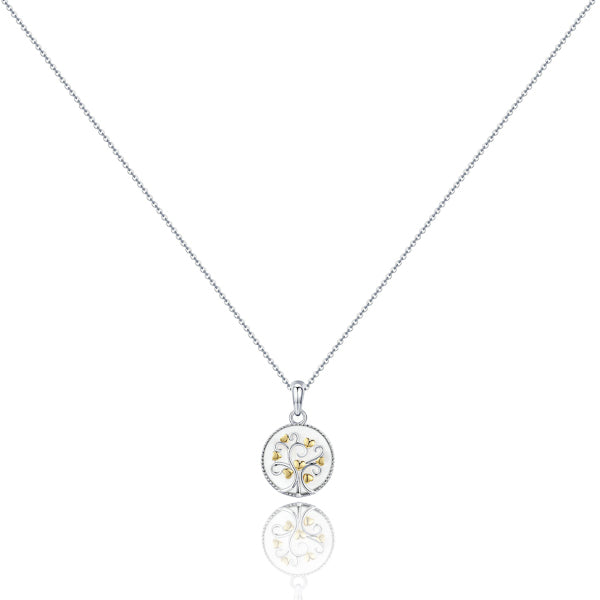 Silver tree of life coin pendant necklace
