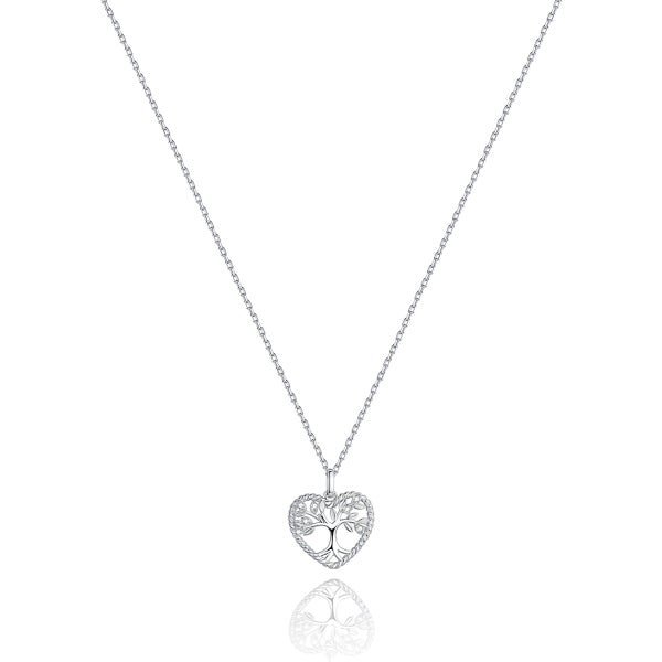 Silver Tree Of Life Heart Pendant Necklace | Classy Women Collection