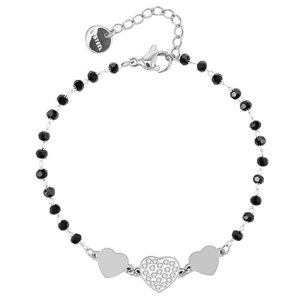 Silver triple heart beaded bracelet