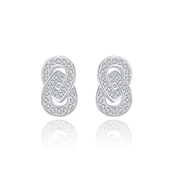 Silver vertical infinity crystal stud earrings