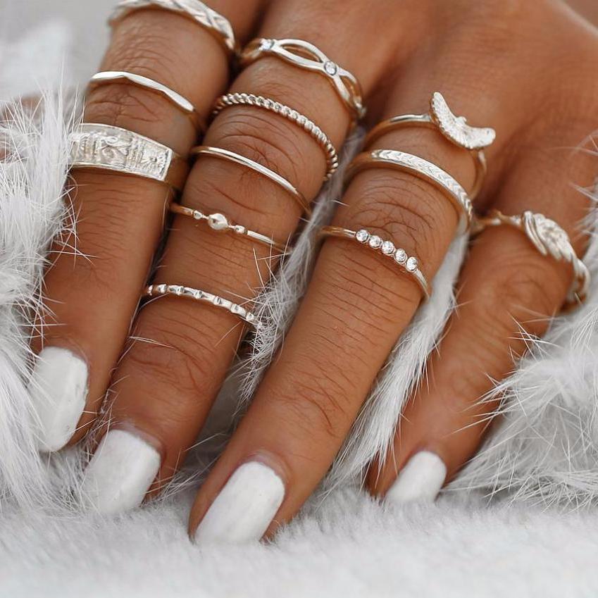 Classy Women Silver Ring Set (12 pieces) | Ring - Classy Women Collection