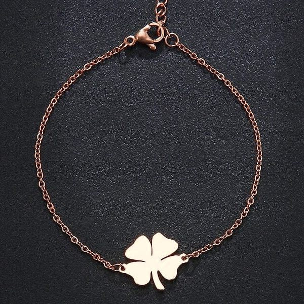 Four-leaf clover bracelet made of rose gold-toned stainless steel